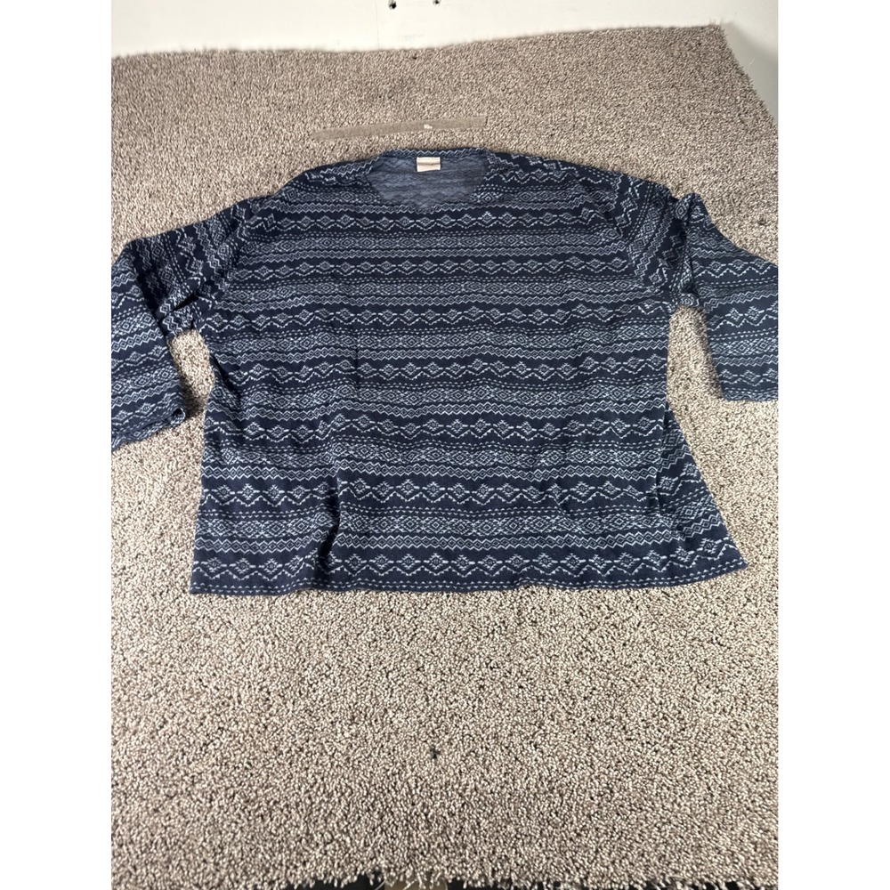 CC Hughes Mens Navy Blue Geometric Fair Isle Knit Long Sleeve Shirt XL